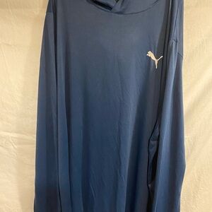 Puma Men’s Lightweight Blue Hoodie Pullover with White Logo XXL